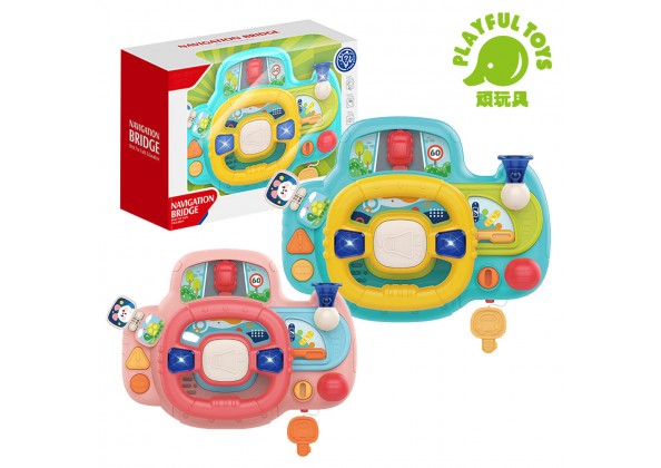 聲光仿真方向盤玩具-粉色